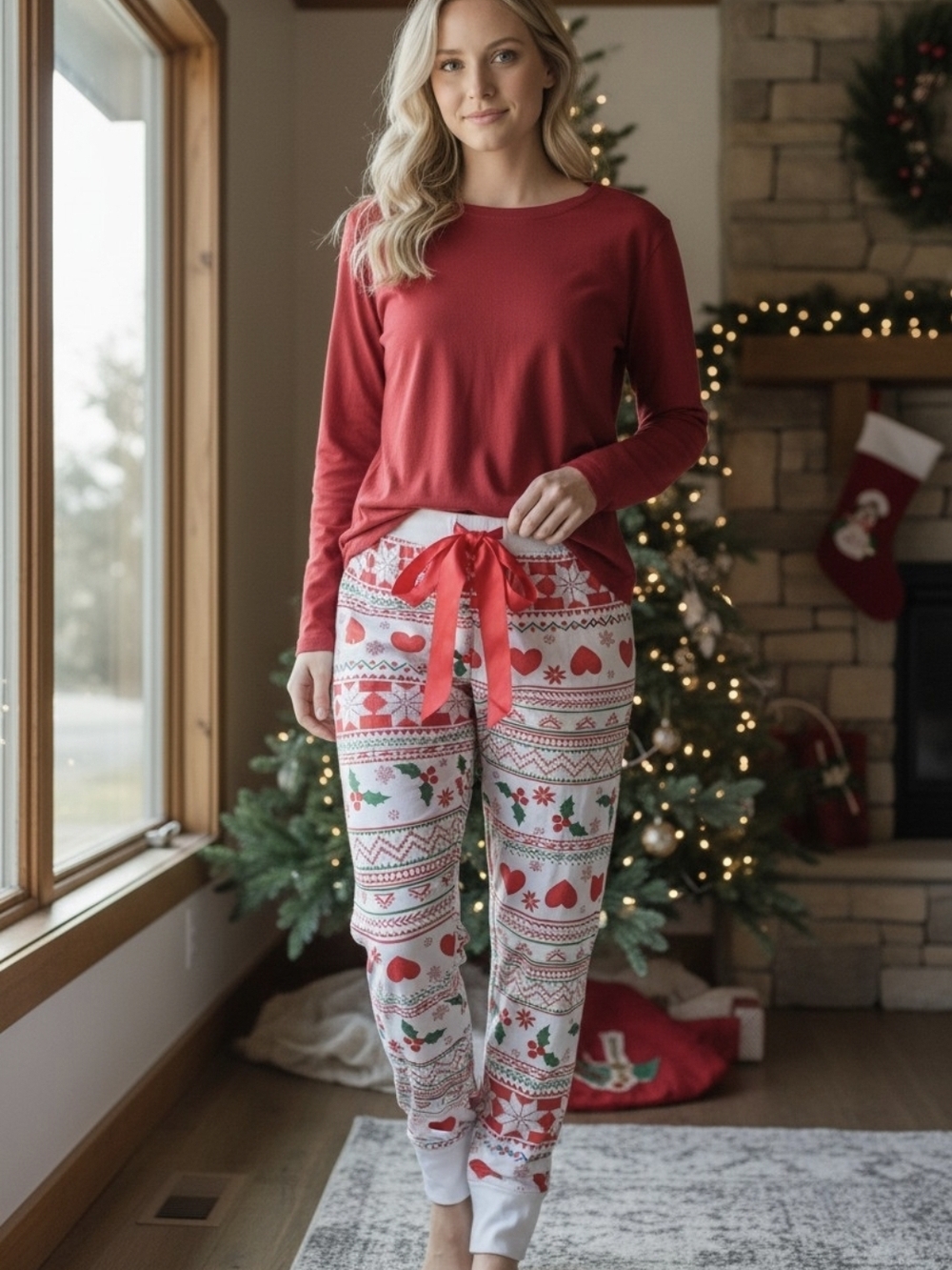 Derek Heart Stretchy Holiday Christmas Pajama Pants Womens Large